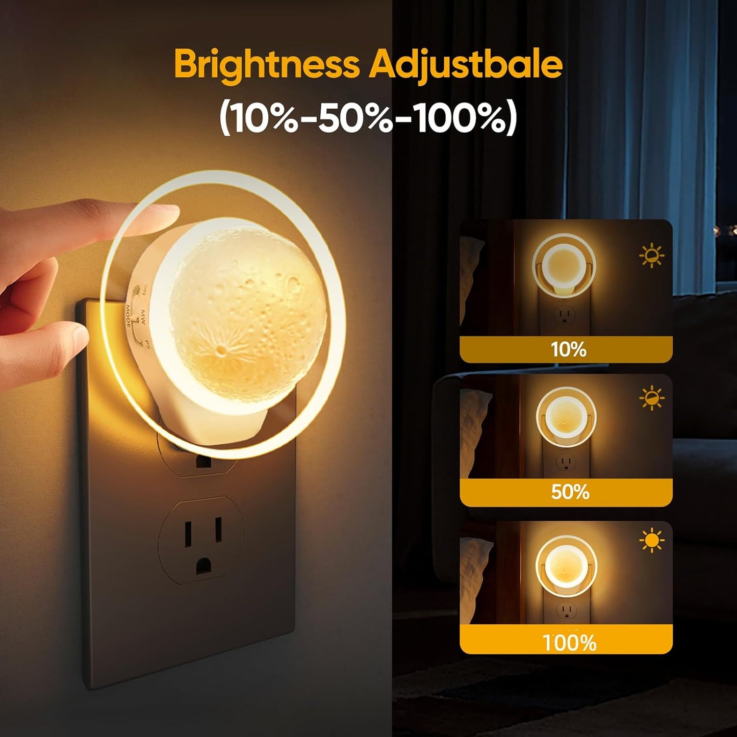 2 Packs Night Lights Plug into Wall - Motion Sensor Plug in Night Light with Auto Dusk to Dawn,Dimmable Soft White, Bright Nightlight for Cruise Bedroom Bathroom Hallway Kitchen