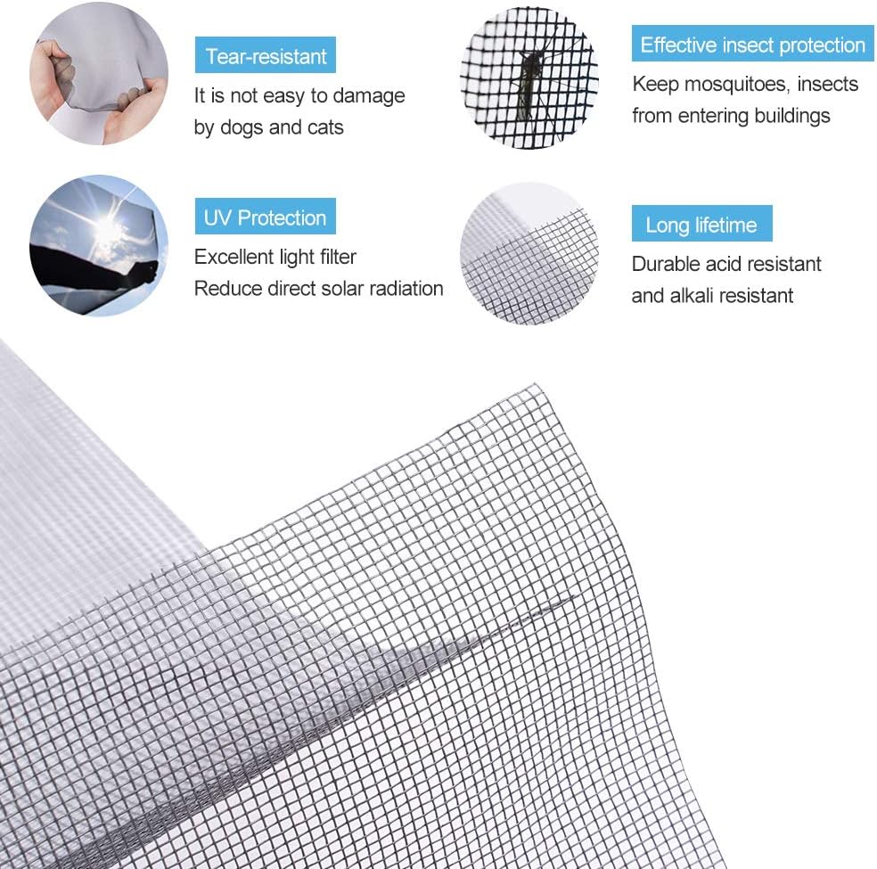 Pololo Fiberglass Screen Roll High Visibility and Durable Screen Easy to DIY Repair or Rescreen Window and Door Screen