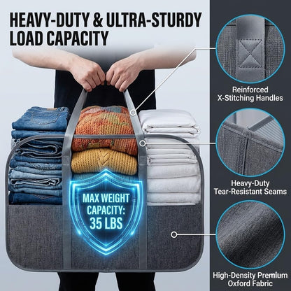 150L Collapsible Laundry Basket, 3-Compartment Foldable Hamper with Handles, Durable & Lightweight Clothes Organizer for Laundry Room, Dorm, Travel - Grey