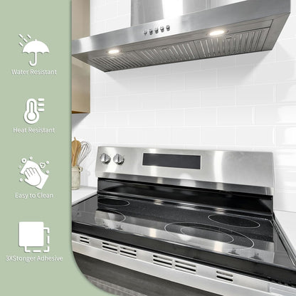 10-Sheet Thick Peel and Stick Kitchen Backsplash Tiles(Green,12"×12") | 3D Subway Waterproof Self-Adhesive Wall Tile Stick on Backsplash for Kitchen and Bathroom