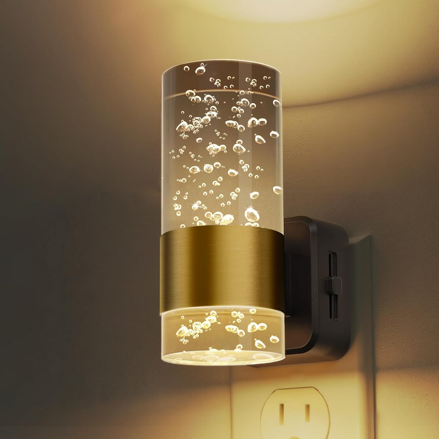 L LOHAS LED Night Light,Dimmable Night Lights Plug into Wall, 2 Pack Acrylic Nightlight with 0-100 LM Adjustable Brightness, 3000K Plug in Night Light with Dusk to Dawn Sensor, for Bathroom Hallway