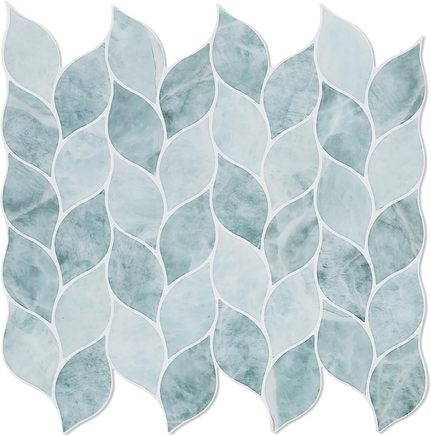 Tilingview 10 Pcs Vinyl Leaf Peel and Stick Tile for Kitchen Backsplash, Premium Self-Adhesive Tiles Plastic Wall Stickers Art Mosaics (Blue Gray)