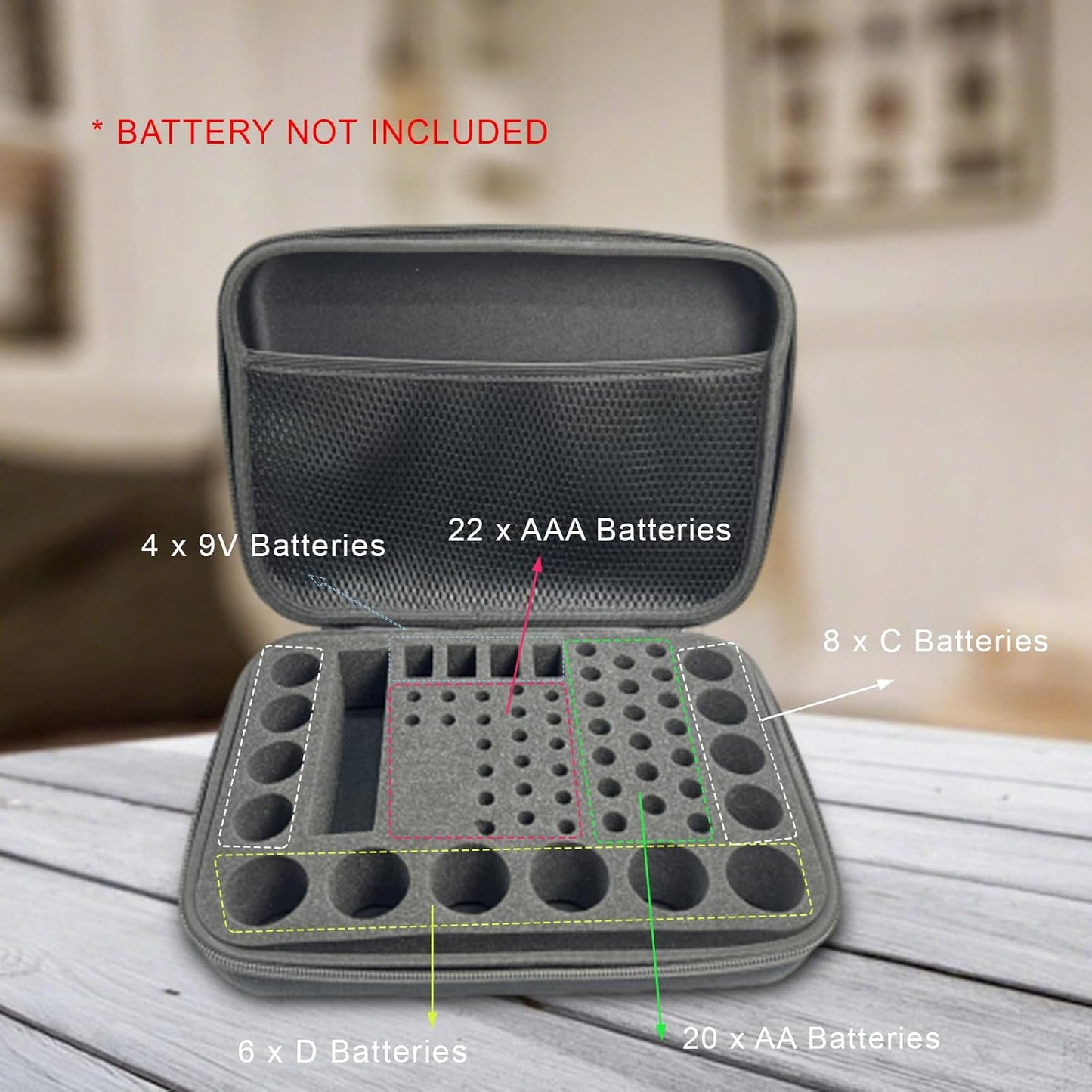 Hard Battery Organizer Case, Battery Organizer Storage Box, Batteries Storage Holder for AA AAA C D 3V 9V Batteries Battery Tester Other accessories