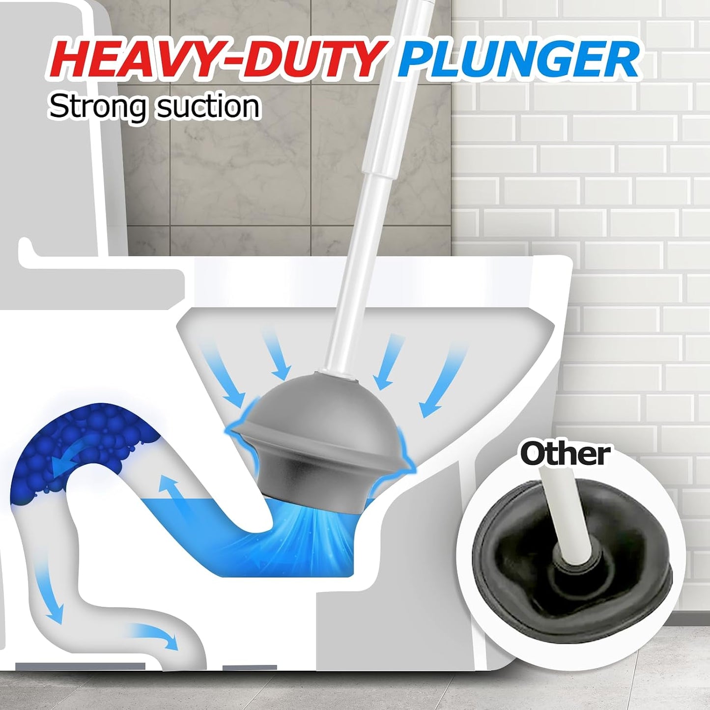 FORASTO 3 in 1 Toilet Brush and Plunger Set with Holder for Bathroom White | compact set, 3 in 1 deep cleaning, home toilet bowl crevice, brush plunger combo,Crevice Cleaning Brush
