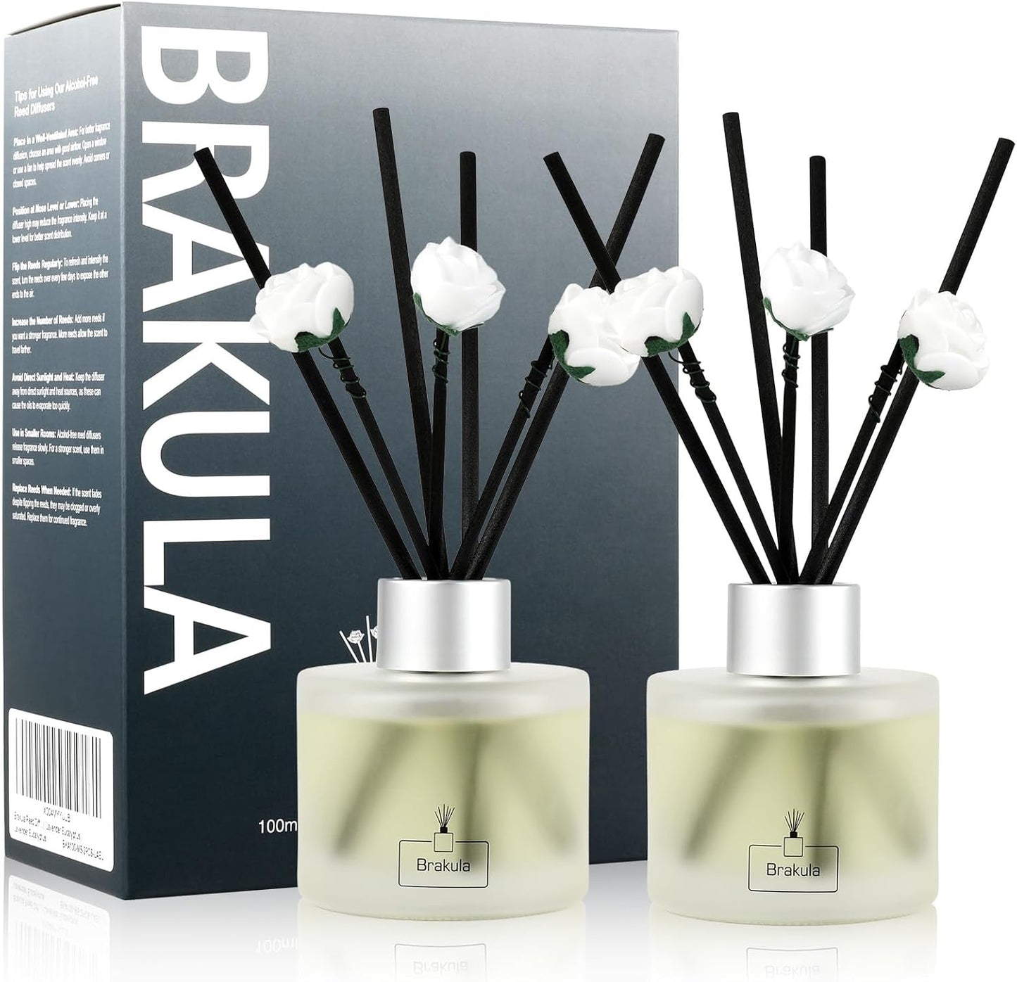Brakula 2 Pack Reed Diffuser Set, Lavender Eucalyptus Scented, Home Fragrance with 14 Sticks Bathroom Decor, Reed diffusers for Home 6.76 fl oz (Lavender Eucalyptus)
