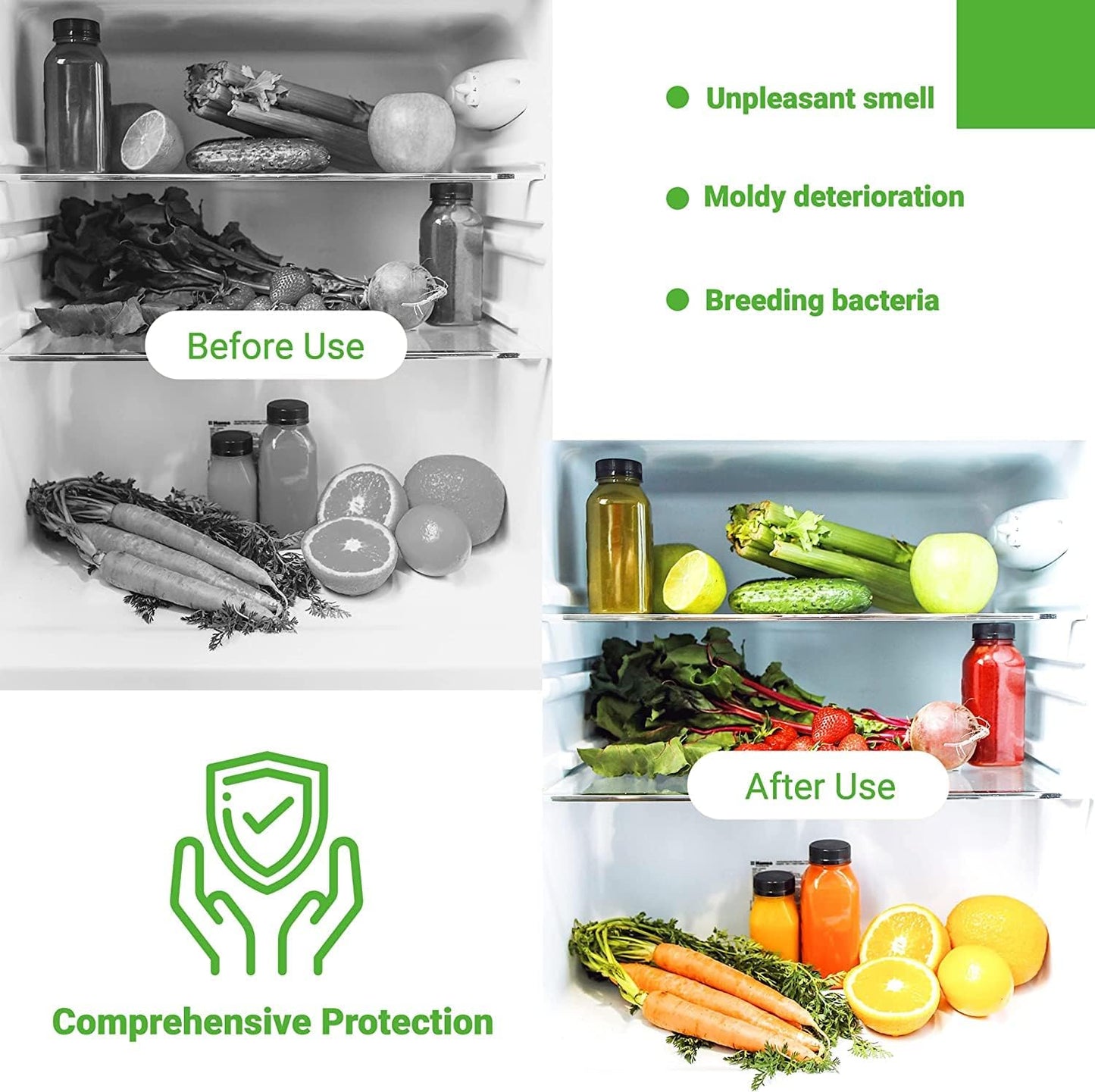 AZPAKO Refrigerator Deodorizer (1 Pack) - Natural Bamboo Activated Charcoal Fridge Deodorizer - Effective Than Baking Soda - Activated Carbon Smell Remover, Fridge and Freezer Odor Eliminator (1)