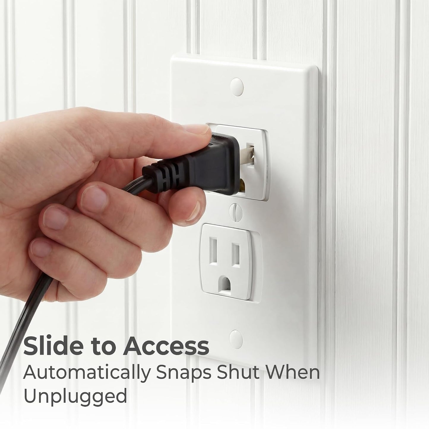 4-Pack Self-Closing Outlet Covers Baby Proofing - for Standard Single Screw & Decorator 2-Screw Outlets - Child Proof Sliding Outlet Covers
