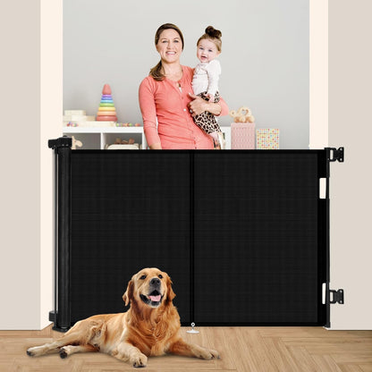 Miumoon 71 inch Retractable Baby Gates 42 inch Tall, Retractable Gate with Reinforced Strip Design to Prevent Crawling Through, 6 FT Retractable Dog Gate for Stairs, Doorways, Hallways, Indoor/Outdoor