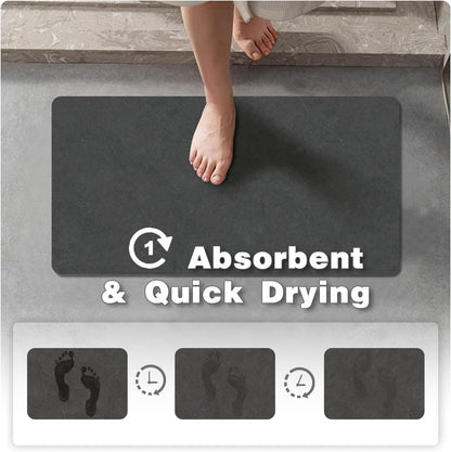 TYUU Bath Mat, Bathroom Rugs Non Slip Washable Thin Absorbent Quick Dry Bath Mat Fits Under Door Bathroom Floor Mat Perfect for Bath, Shower, or Sink 16"x24" Dark Grey