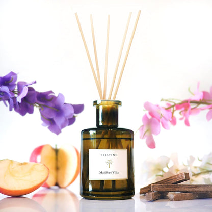 PRISTINE Swiss Château/Inspired by Hilton Reed Diffuser - Home & Bathroom | Fresh Cut Rose, Tangerine, Cedarwood Oil Reed Diffuser Set | Oil & Reed Diffuser Sticks, Home & Office Decor, Fragrance Gift