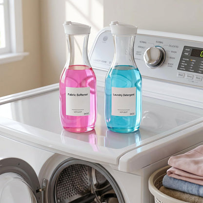 54 OZ Laundry Detergent Dispenser, Laundry Soap Dispenser, Liquid Laundry Detergent Container and Organizer, Clear Plastic Fabric Softener and Laundry Powder Dispenser for Laundry Room, 2Pack