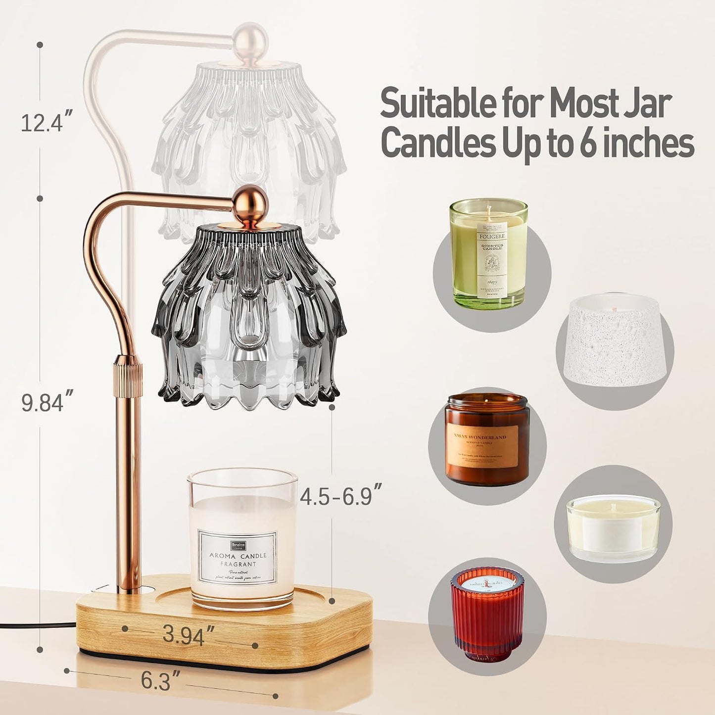 Candle Warmer Lamp with Timer Dimmer - Birthday Gift for Women Mom, Electric Wax Melter Warmer Adjustable Height for Jar Candles Housing Warming Home Decor