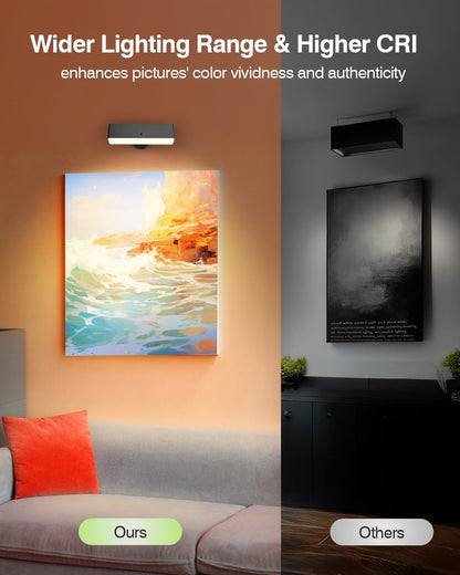 iThird Rechargeable Battery Operated Wall Sconce Set of 2: Wireless Black Wall Lights Battery Powered Magnetic 360° Rotation Cordless Scone Adhesive LED Wall Mount Lamp for Bedroom Reading Picture RV