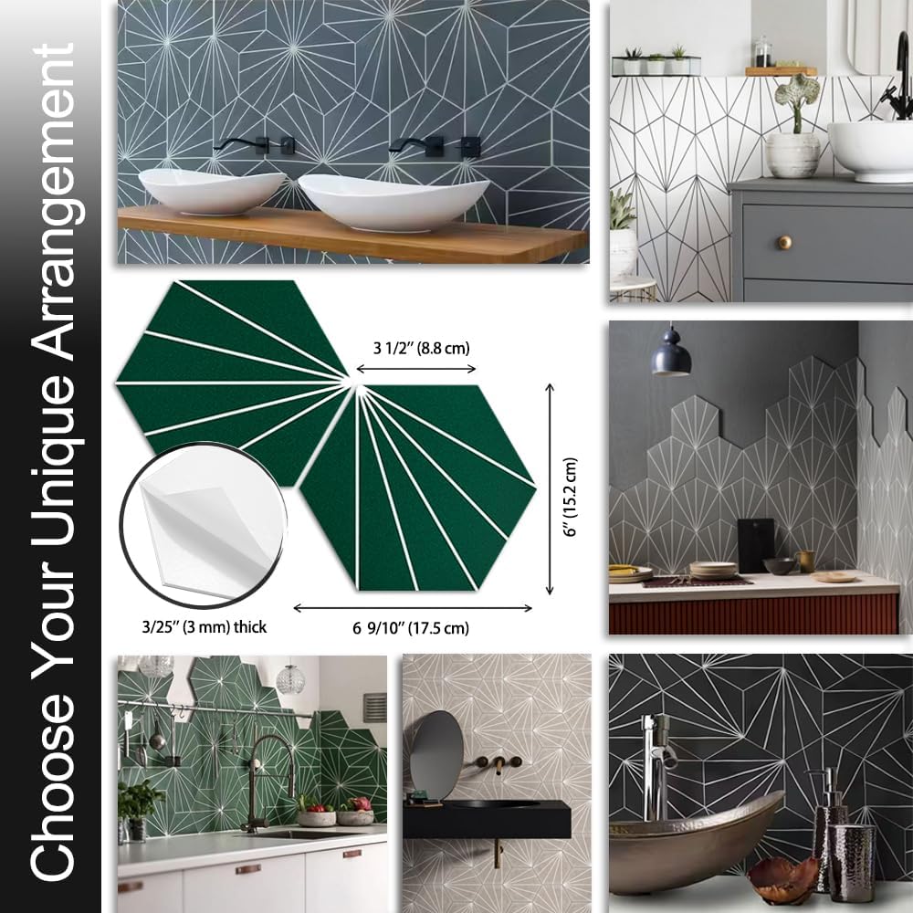 AULIGET 6" x 12" Black Slate Peel and Stick Backsplash Wall Tiles, PVC Faux Stone Stick on Tiles for Backsplash Kitchen, Bathroom, Laundry Room, Camper, Fireplace (Pack of 20)