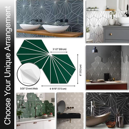 AULIGET 6" x 12" Black Slate Peel and Stick Backsplash Wall Tiles, PVC Faux Stone Stick on Tiles for Backsplash Kitchen, Bathroom, Laundry Room, Camper, Fireplace (Pack of 20)