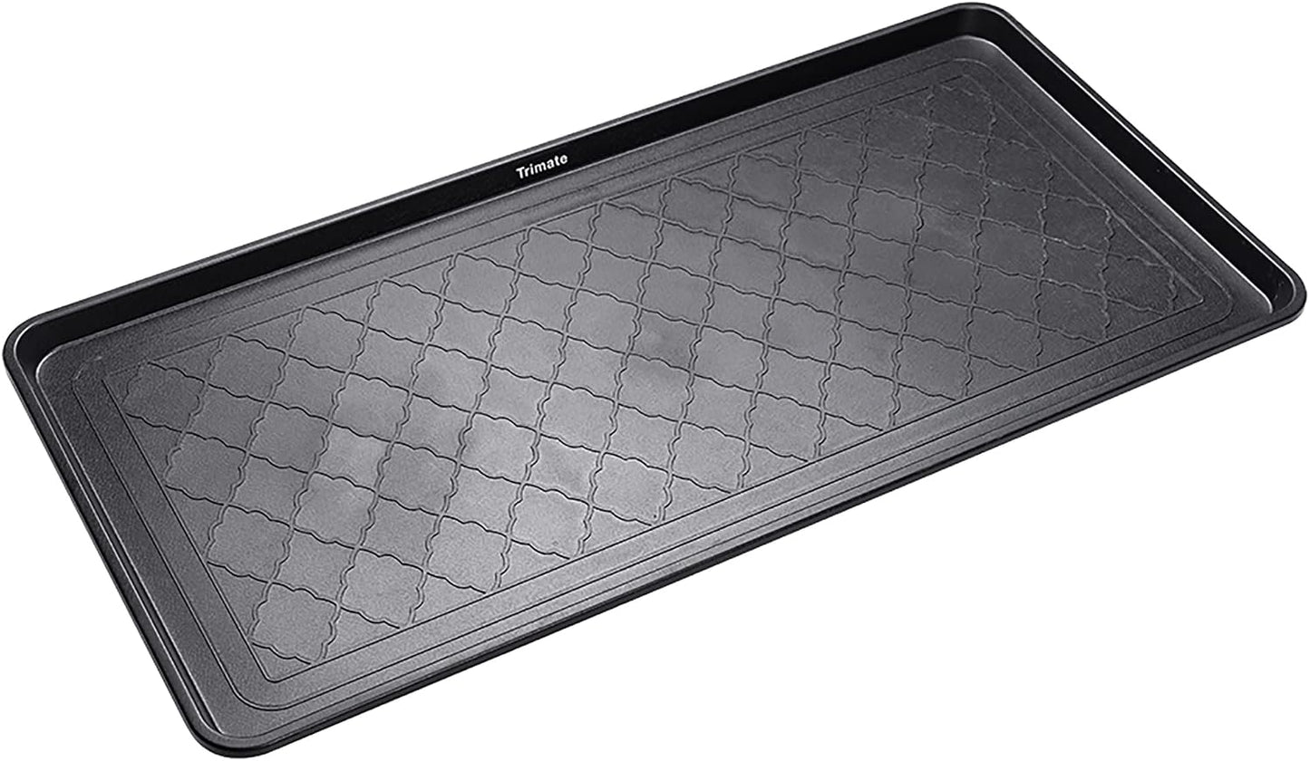 Extra Large All-Weather Boot Tray 40x20 in, Waterproof Shoe Mat with 1.25 in Raised Edge, Recycled Polypropylene Floor Protector for Entryway and Mudroom, Black