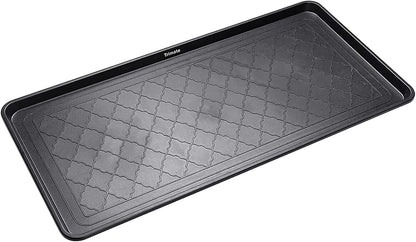Extra Large All-Weather Boot Tray 40x20 in, Waterproof Shoe Mat with 1.25 in Raised Edge, Recycled Polypropylene Floor Protector for Entryway and Mudroom, Black