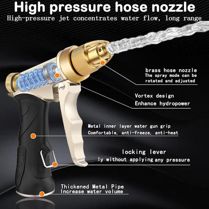 High Pressure Garden Hose Nozzle, Heavy Duty Metal Sprayer | Upgraded Water Hose Nozzle with Non-Slip Grip, Adjustable Spray Patterns for Garden, Car Washing & Pet Bathing