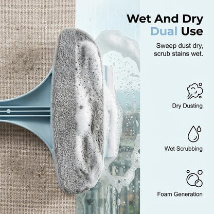 Window Screen Cleaning Brush, 2026 Upgraded 2 in 1 Mesh Cleaner Brush, Window Screen Cleaner Tool with Squeegee, Multifunctional Screen Brush, Double Sided Wet & Dry Dual Use