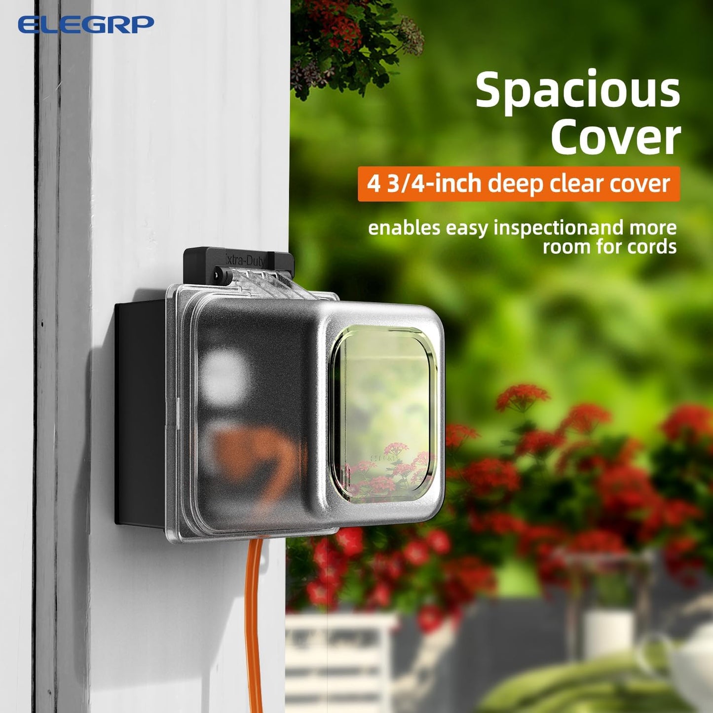 ELEGRP Weatherproof Outdoor Outlet in-Use Cover, Horizontal/Vertical Mount, Heavy-Duty Clear Cover for GFCI/Decorator Receptacles, Standard 1-Gang, UL/CUL Certified, 1 Pack
