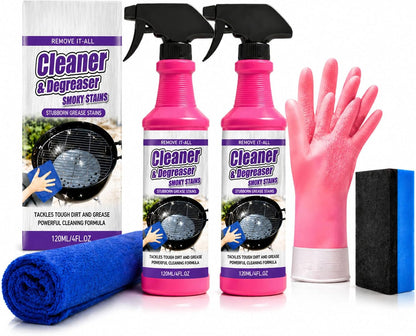 Fast-Acting Heavy-Duty Grill Degreaser Spray, Heavy Duty Degreaser Spray, Removes Grease, Oil & Grime, No Residue, Kitchen Grill Oven Engine Cleaner for Home & Automotive Use (1pcs)