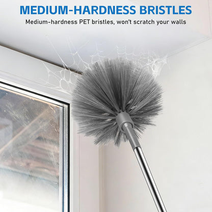 SetSail Cobweb Duster with Extension Pole, Retractable Dusters for Cobweb Cleaning 90-inch Long Handle Ceiling Fan Spider Web Brush for Outdoor Indoor High Ceilings