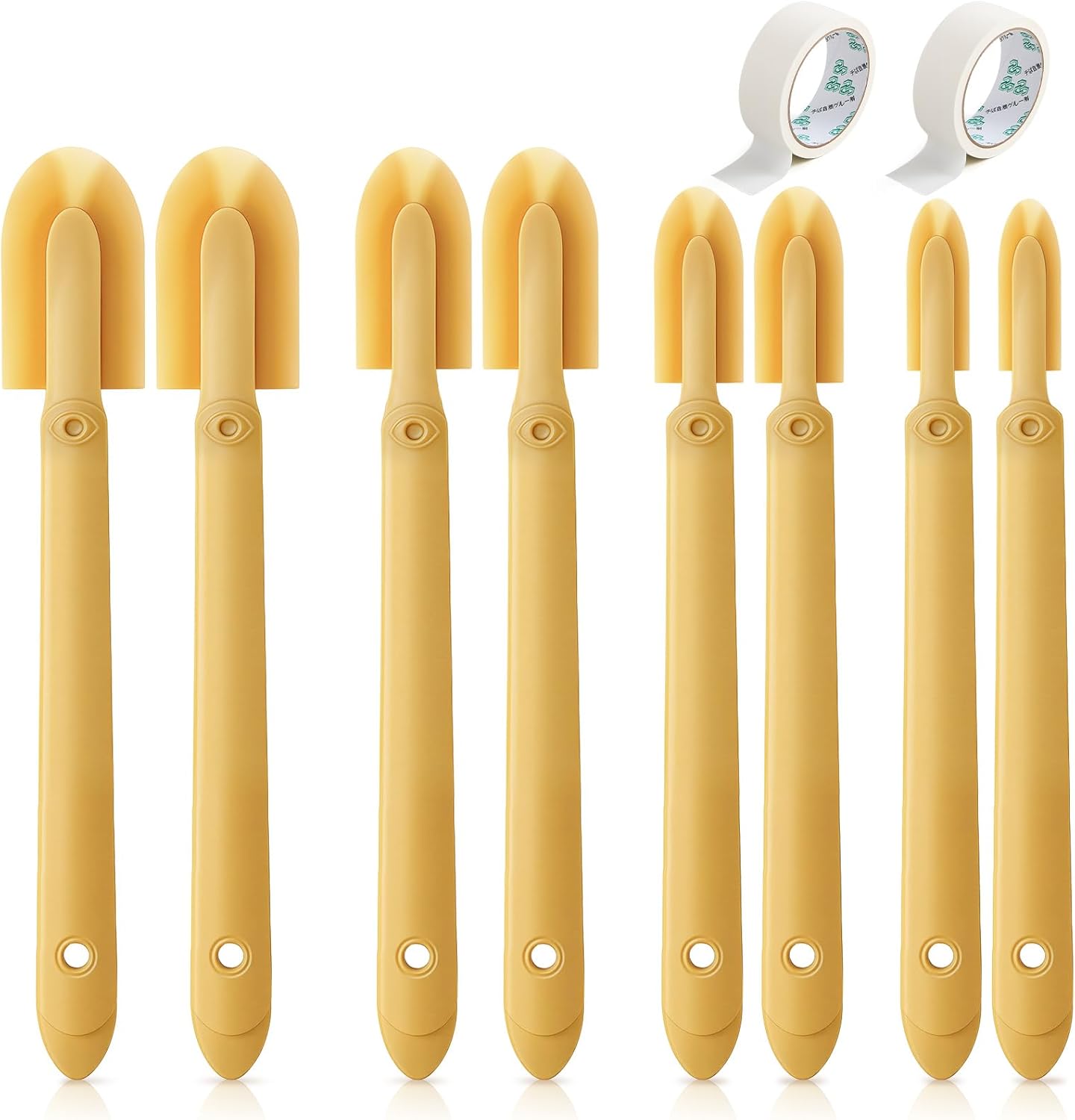 8 Pcs Silicone Caulking Tool Kit 4 Sizes Caulk Finishing Tool with 2 Roll White Masking Tape Reusable Sealant Spatula Spreader for Corner Gap Seam Brick Skirting Kitchen Bathroom