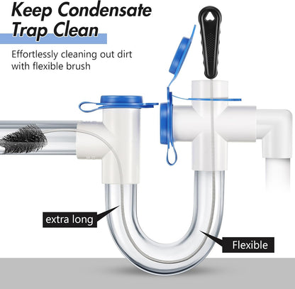 3 Pcs Condensate Trap Flexible Drain Brush, 48 Inch AC Drain Line Cleaning Brush for AC & HAVC Condensate P Trap, Black