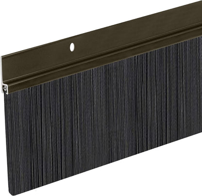 Heavy Duty Brush Door Sweep | Aluminum Holder with 3" Extra-Long Polypropylene Bristles | Weather Stripping Door Bottom Seal for Large Gaps – Exterior & Interior Doors (Black, 48")