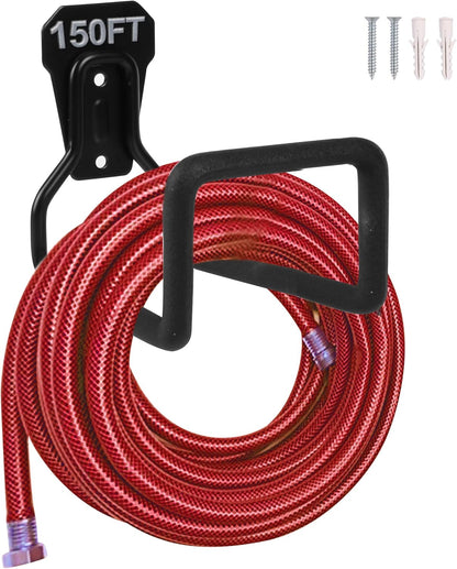 PeoMev 2pcs Heavy Duty Hose Hanger Garden Hose Storage Black Water Hose Holders for Outside Wall Mount Garden Hose Reel Hose Stand