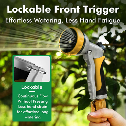 RESTMO Garden Hose Nozzle, Heavy Duty Metal Water Hose Nozzle with 7 Adjustable Spray Patterns, High Pressure Hand Sprayer with Flow Control for Watering Plants & Lawns, Washing Cars & Pets