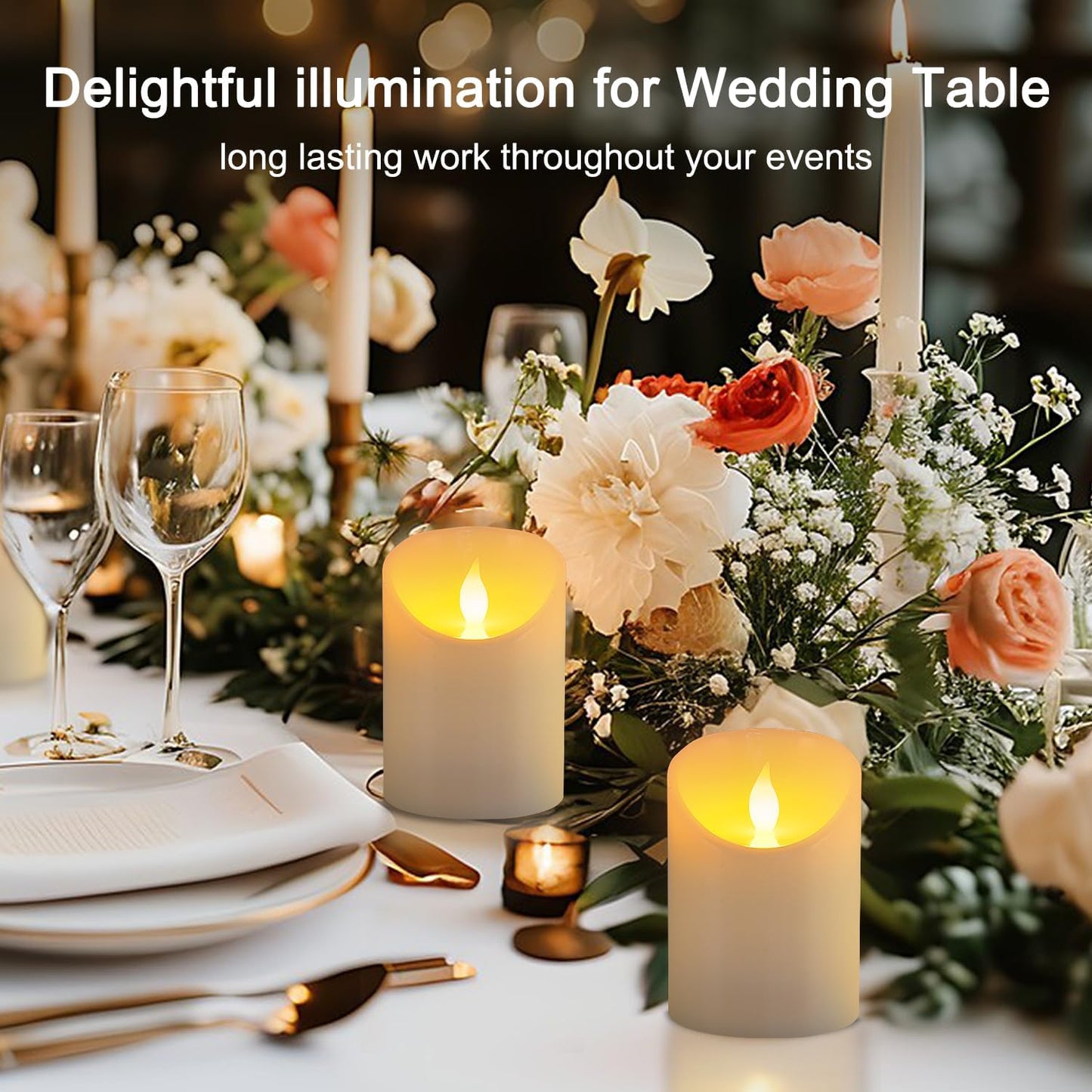 3"x3" Flickering Flameless Candles, Realistic LED Candles, Battery Operated Candles with Remote and Timers, Real Wax Electric Fake Pillar Candles for Festival Wedding Home Party Decor -2Pack
