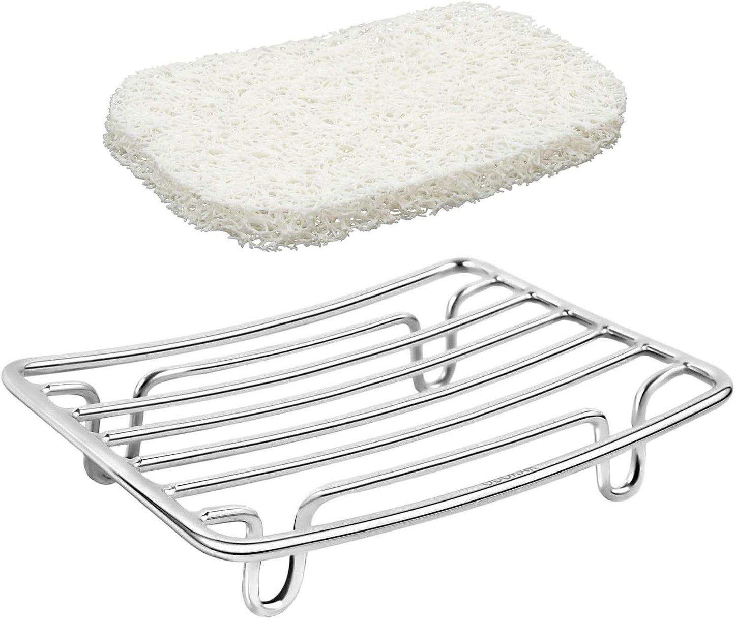 Soap Dish, Stainless Steel Bar Soap Holder for Shower, Self Draining Stand Soap Saver for Bathroom, Kicthen Sink and Countertop, Chrome 1-Pack