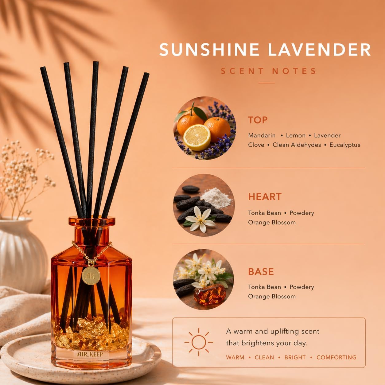 Airkeep Reed Diffuser Set,Black Forest Luxury Scented Diffuser with Sticks Long Lasting Home Fragrance for Bathroom Shelf Decor 6.09 fl oz (180ml)