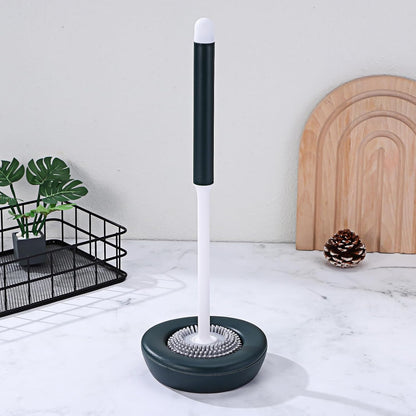 PRETYZOOM Silicone Toilet Brush and Holder with Bristles Round Head for Effortless Bathroom Cleaning Modern Minimalist Design Quick-Drying Base and Water-Resistant Toilet Bowl Scrubber
