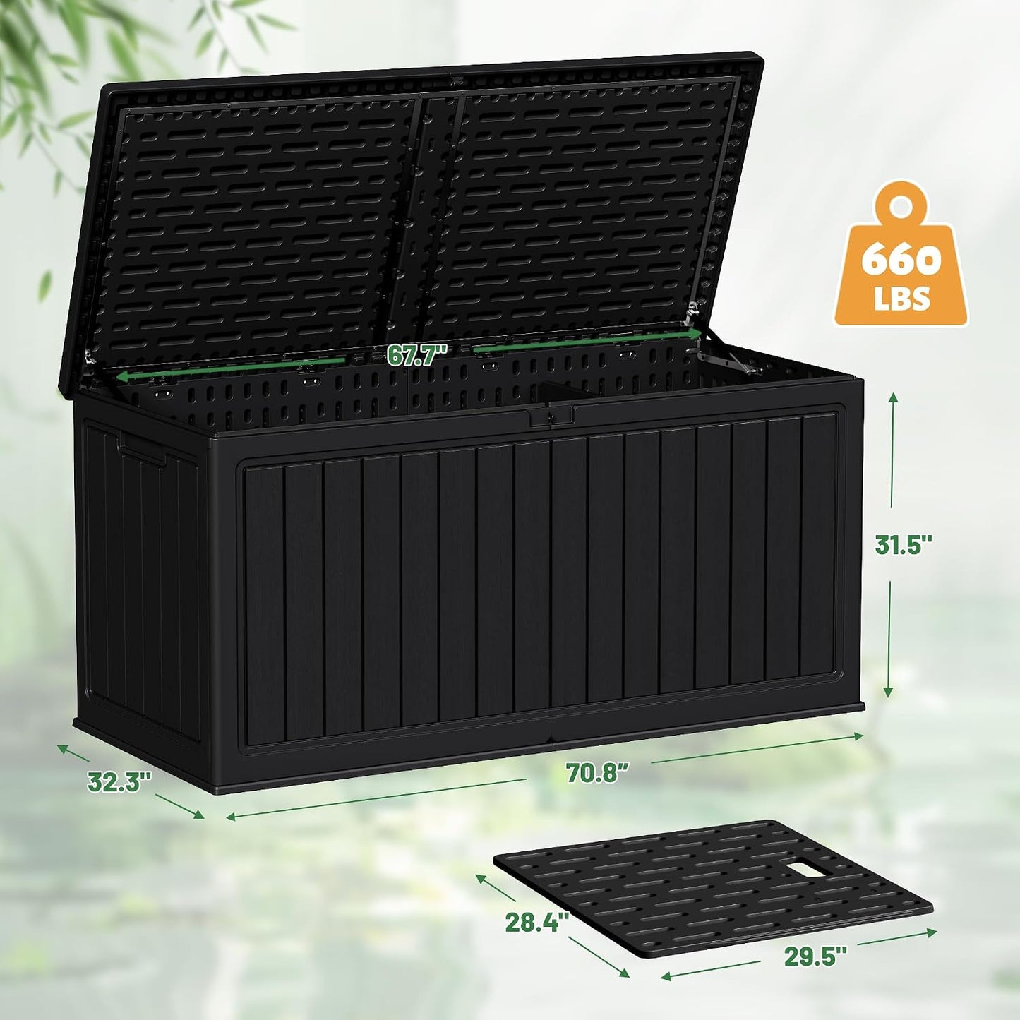 Devoko 30 Gallon Resin Deck Box Waterproof Outdoor Storage Box for Patio Furniture Pool Accessories Indoor Storage for Cushion Garden Tools (30 Gallon, Black)