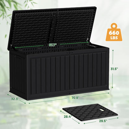 Devoko 30 Gallon Resin Deck Box Waterproof Outdoor Storage Box for Patio Furniture Pool Accessories Indoor Storage for Cushion Garden Tools (30 Gallon, Black)