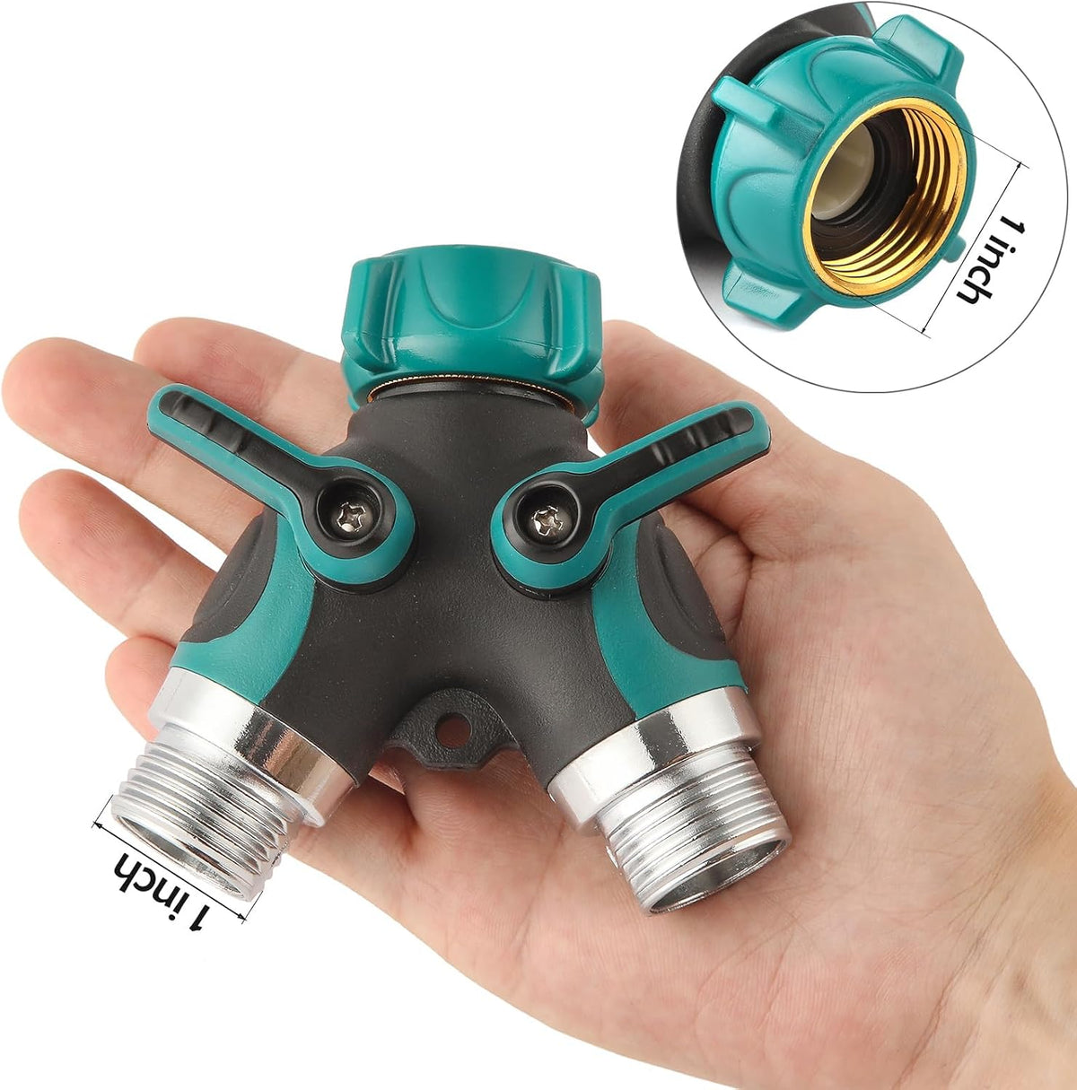 Hose Splitter 2 Way Heavy Duty Y Valve, Spigot Splitter for Garden Hose, Water Hose Y Splitter with 2 Extra Rubber Washers