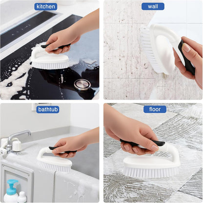 Scrub Brushes for Cleaning Bathtub Scrubber Heavy Duty Scrub Brush with Handle Stiff Bristle Cleaning Brush for Shower, Kitchen, Sink, Bathroom, Floor (Gray)