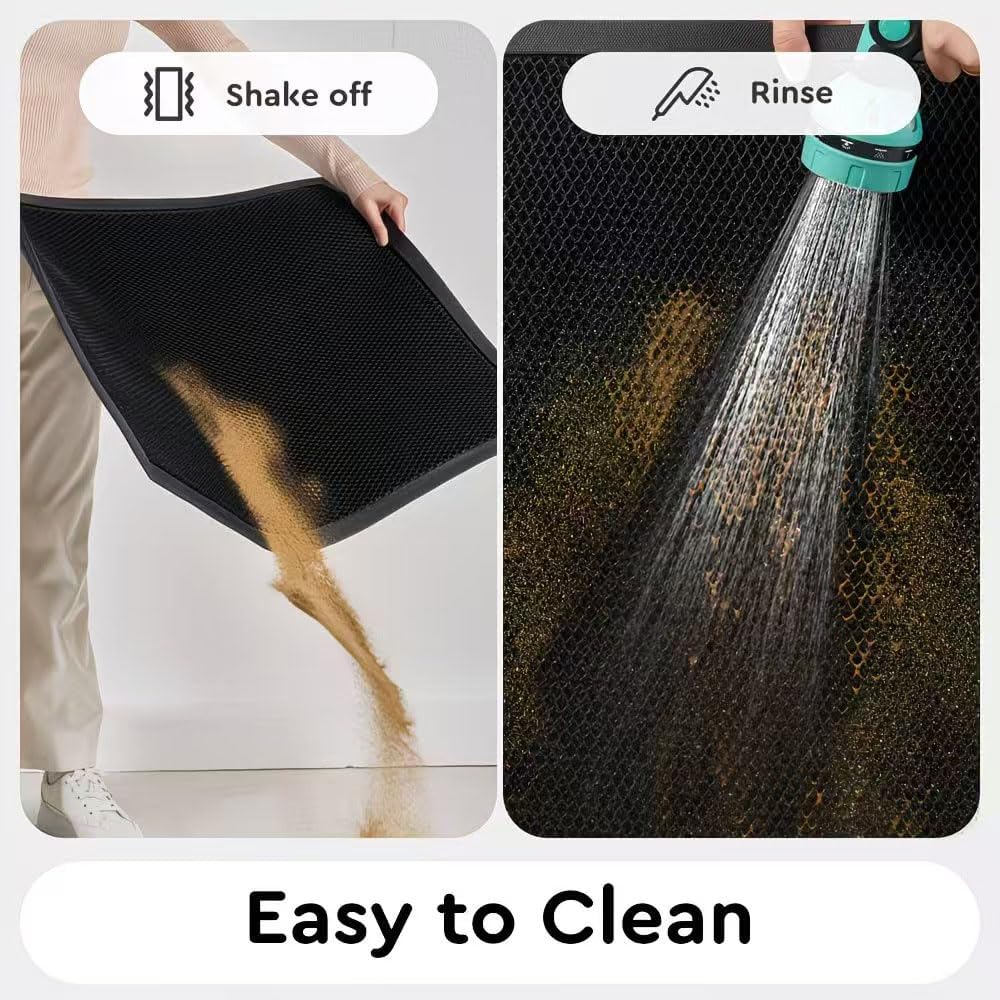 Non-Slip Rubber Backing Dirt Trapping Mat, 3-Layer Mesh Design Washable Entryway Rug, Heavy Duty Shoe Scraper for Indoor Outdoor Entrance Garage Patio (20×31 in)
