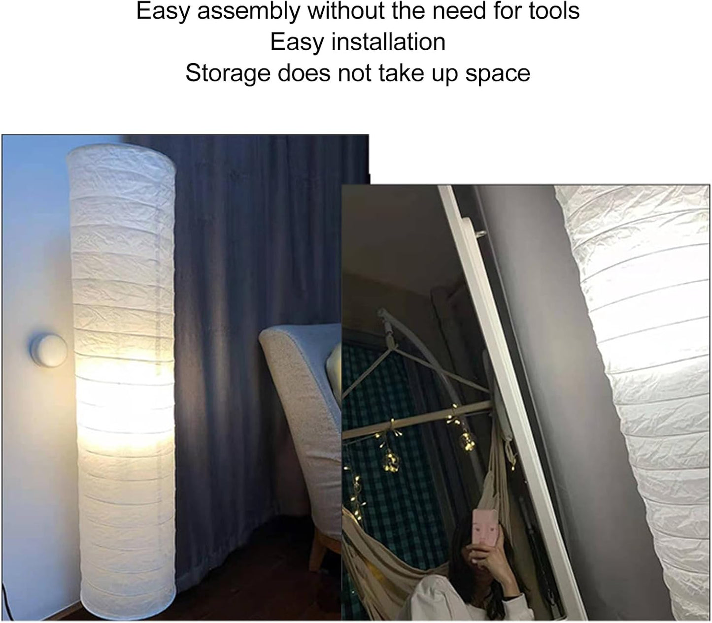 Fockety Rice Paper Floor Lamp Shade, 94cm 37 Inch Paper Floor Lampshade Light Accessories Paper Lamps Classic Modern Paper Floor Light Bulb Cage Guard for Bedroom Living Room, FOCKETYZVQNA5HWIP