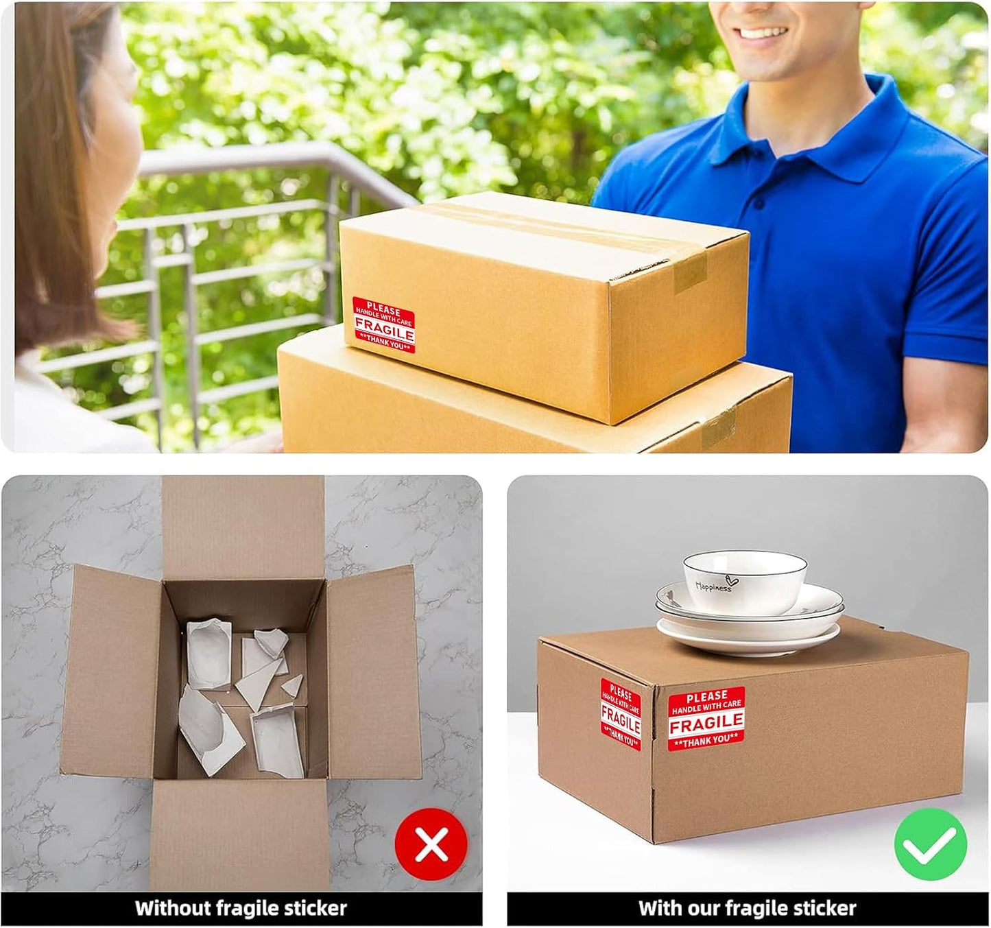 320 Count Home Moving Labels- 3 x 2 inches, Removable Packing Box Stickers, 8 Designs Waterproof Color Coded Moving Stickers with Fragile and Blank Labels