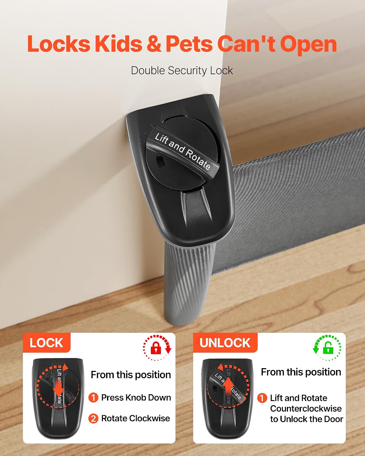 VEVOR Retractable Baby Gate, Extends to 202.7 inch Extra Wide, 39 inch Tall, with Reinforced Fiberglass Strips, Avoids Crawling Through, Mesh Dog Gate for Decks, Doorways, Garages, Indoor, Black