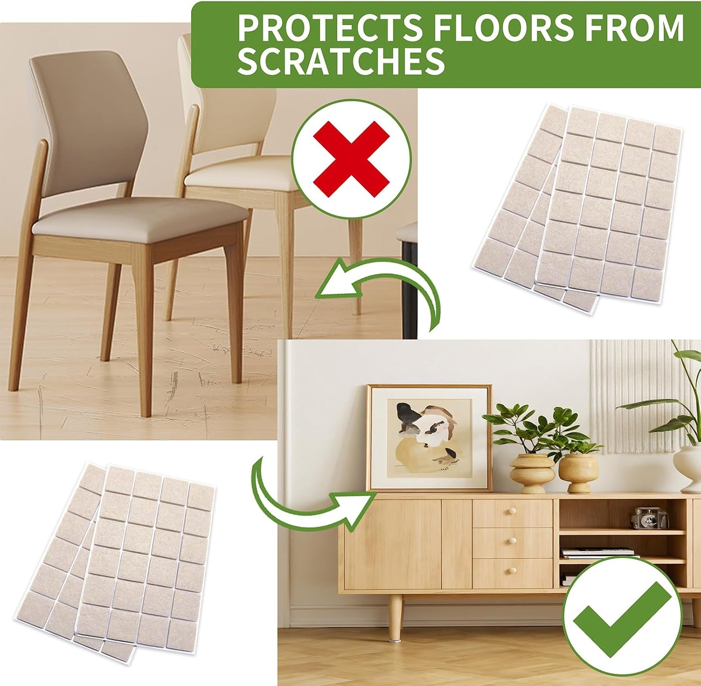 Felt Furniture Pads for Hardwood Floors 48 PCS, Furniture Pads, Floor Protectors for Hardwood Floors, Felt Pads for Furniture, Round, Dark Brown