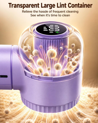 Fabric Shaver, 𝟮 𝗶𝗻 𝟭 Rechargeable Lint Remover with Brush, Large Sweater Shaver with Digital Display, 3 Speeds Lint Shaver, 6-Leaf Blades Lint Remover for Clothes, Sofa, Bedding, White