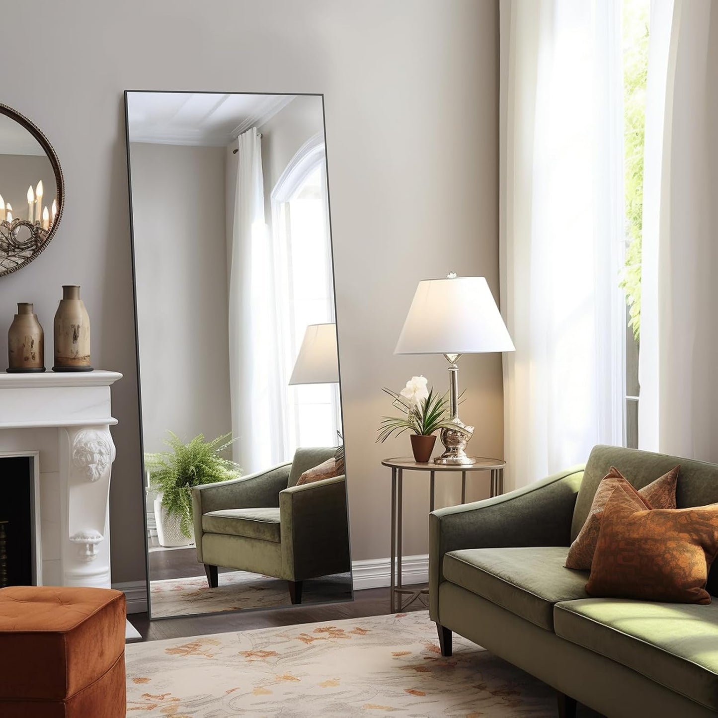 Arched Mirror Full Length, Upgraded 16"x59" Body Wall Mirrors with Shatter-Proof Glass, Floor Standing, Hanging or Leaning, Tall Arch Mirror with Stand Aluminum Alloy Frame for Bedroom Cloakroom
