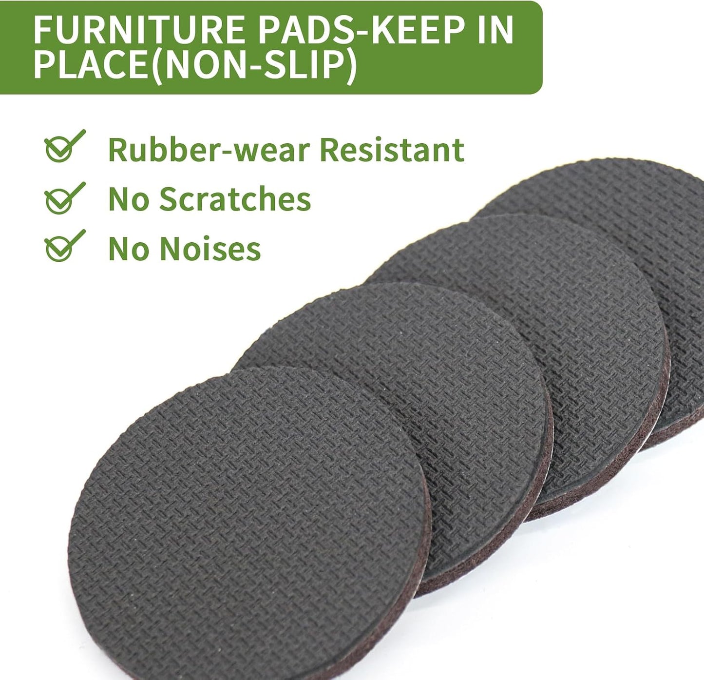 Non Slip Furniture Pads 36 PCS 1'' Square - Anti Slip Furniture Pads - Self Adhesive Rubber Feet Furniture Feet - Chair Leg Floor Protectors - Keep Furniture in Place
