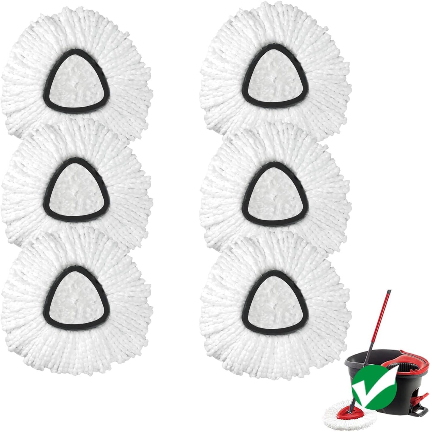 [2026 New Version] Mop Head Replacement - 40% More Cleaning Power, 3 Pack Spin Mop Replacement Head for Easy Wring 1-Tank System, Easy Cleaning, Microfiber and Machine Washable