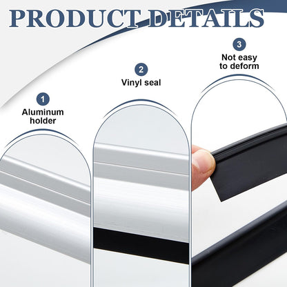 Hicarer 1 Pcs Door Bottom Sweep with Rain Drip 0.5625" W x 2" H x 36" L, Sliver Exterior Door Rain Drip Guard, Bottom Weather Stripping, Mill Finish Aluminum with Vinyl Insert