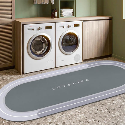Rubber Bath mats Quick-Drying Non-Slip Bathroom mat Super Absorbent Bath mat Instant Dry Bath mat, Bathroom Rug in Front of The Kitchen Sink, Shower Room, Bathtub, Oval(Grey+16.9x26.7in)